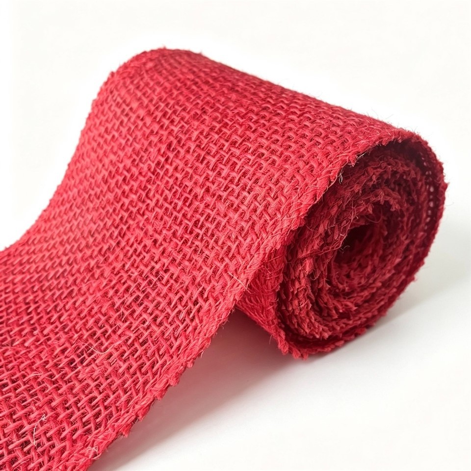 5in*5yd Red Dyed Burlap Ribbon factory
