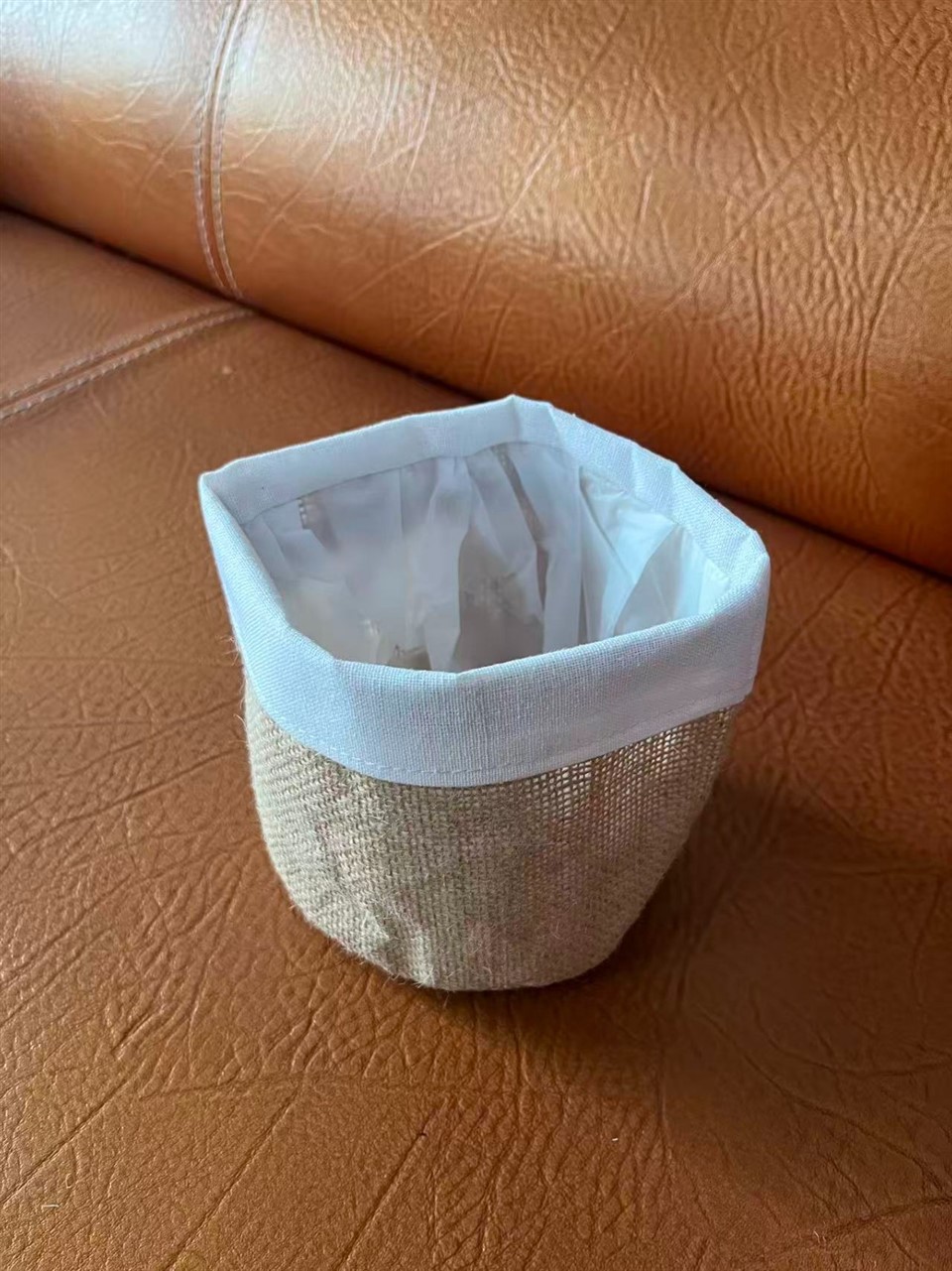Jute Planter Cover With White Trim high quality