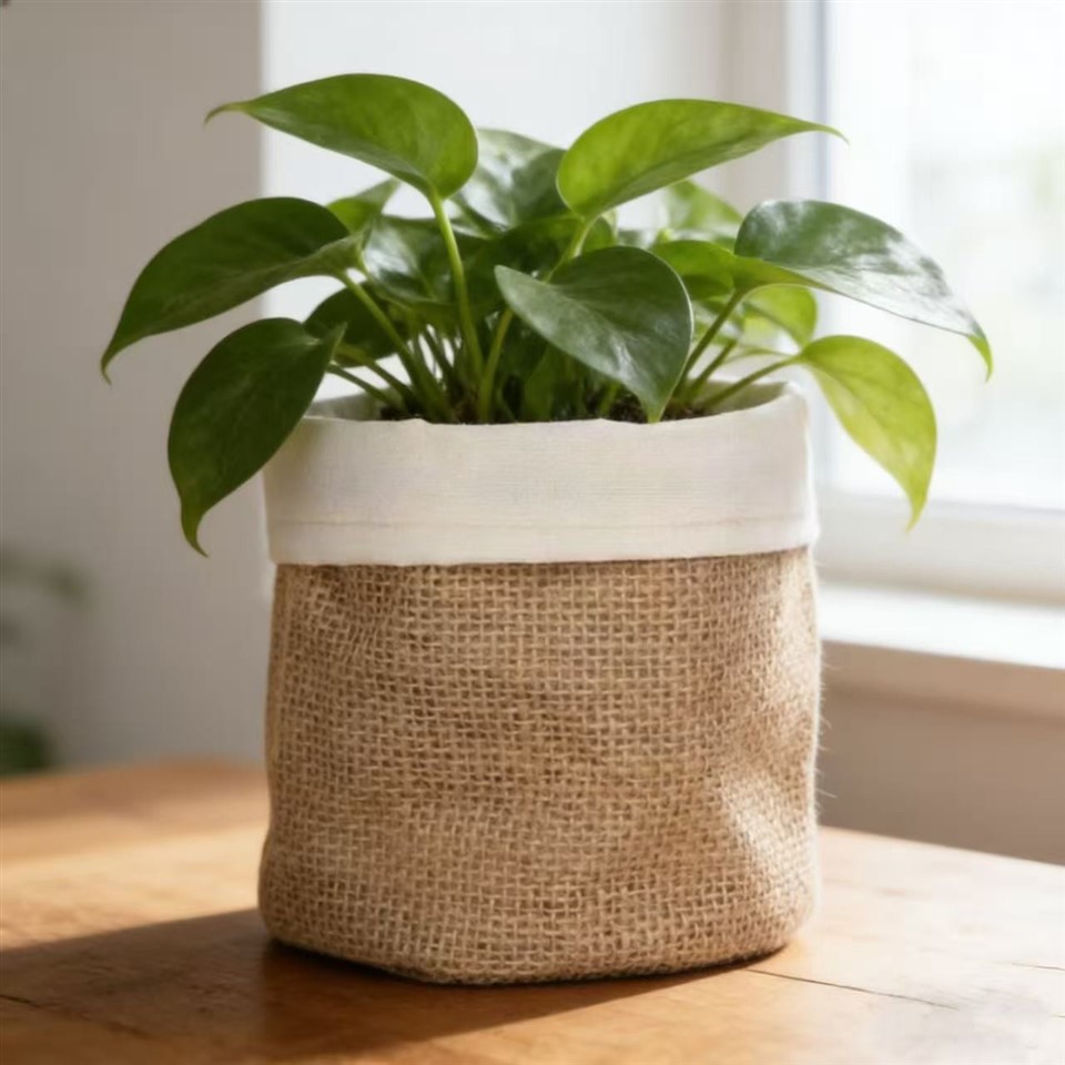 Jute Planter Cover With White Trim best