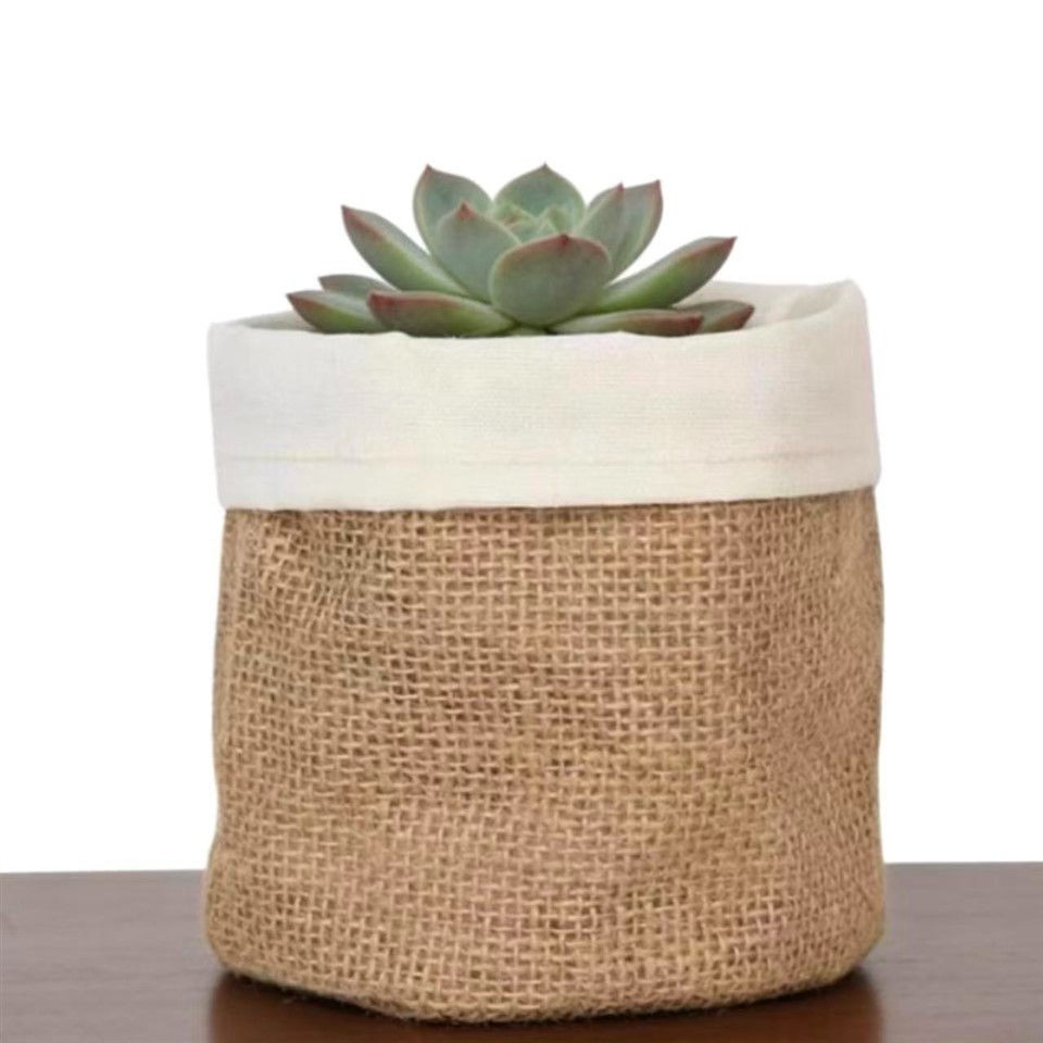 Jute Planter Cover With White Trim suppliers